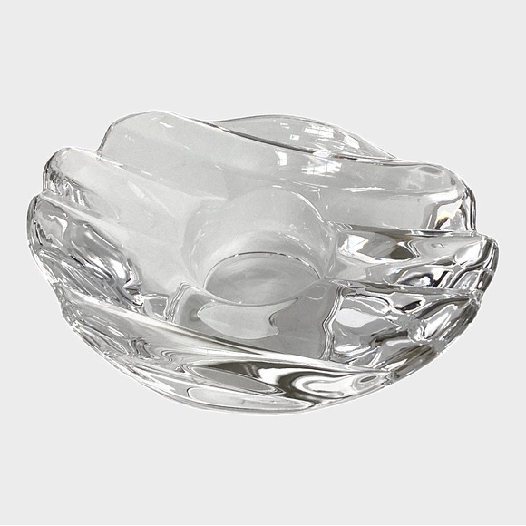 Orrefors Clear Crystal Oval Candlestick Tealight Holder Sweden Sticker Signed - Picture 5 of 14